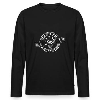 MADE IN 1982 À LA PERFECTION AGES - T-shirt manches longues Premium bio Homme - noir - Devant - Nico (187cm)