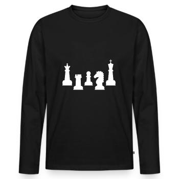 Pièce d'échecs échiquier cadeau joueur d'échecs - T-shirt manches longues Premium bio Homme - noir - Devant - Nico (187cm)