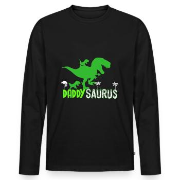 Dinosaur Gift Daddysaurus 2 Two Kids. - T-shirt manches longues Premium bio Homme - noir - Devant - Nico (187cm)