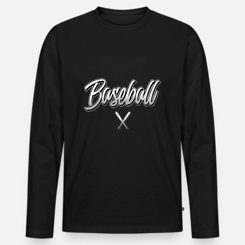 Baseball - Männer Premium Bio Langarmshirt - Schwarz