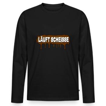 Läuft Scheiße - Männer Premium Bio Langarmshirt - Schwarz - Vorne - Nico (187cm)