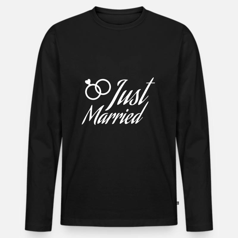 Just Married rings - Männer Premium Bio Langarmshirt - Schwarz