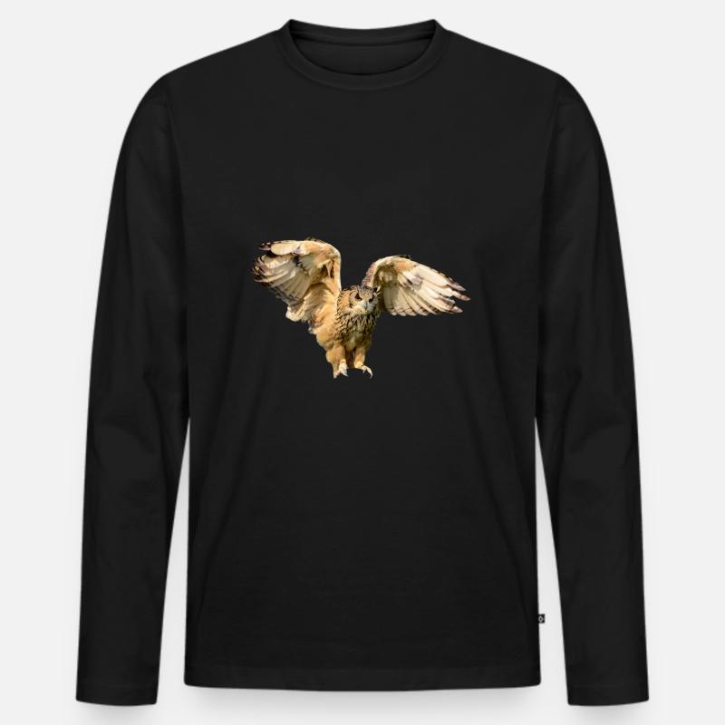 owl eule uhu kautz kaeutzchen animals - Männer Premium Bio Langarmshirt - Schwarz