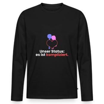 Unser Status: es ist kompliziert - Männer Premium Bio Langarmshirt - Schwarz - Vorne - Nico (187cm)