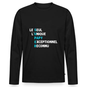 Super Papy Exceptionnel C'est Mon Papi - T-shirt manches longues Premium bio Homme - noir - Devant - Nico (187cm)