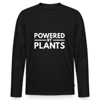 Powered by Plants, white - Männer Premium Bio Langarmshirt - Schwarz - Vorne - Nico (187cm)