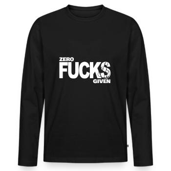 Zero Fucks Given White - Men's Premium Organic Long Sleeve Shirt - black - Front - Nico (187cm)