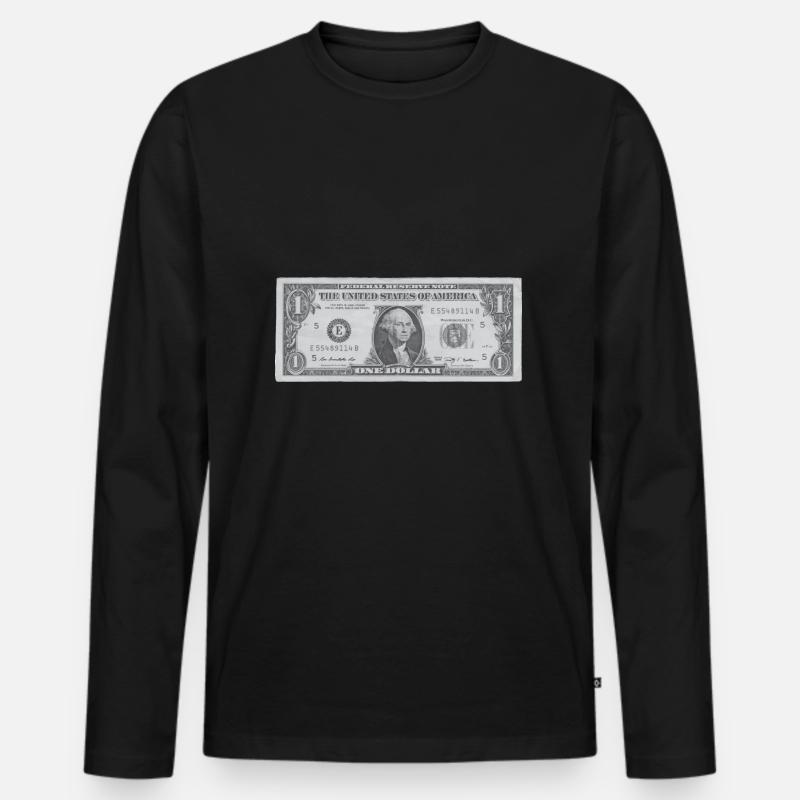 1 Dollar - Männer Premium Bio Langarmshirt - Schwarz