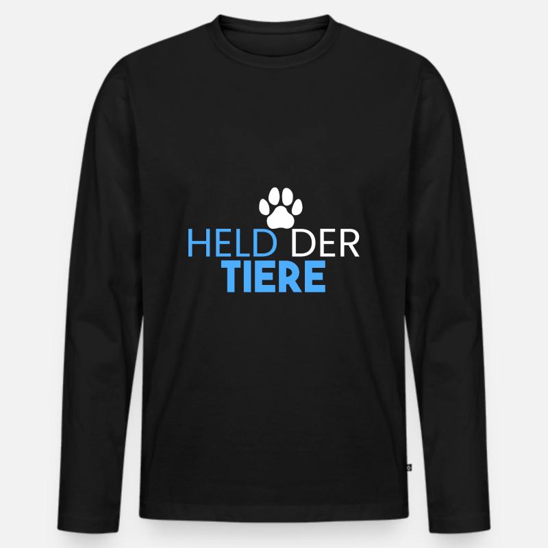 Held der Tiere - Männer Premium Bio Langarmshirt - Schwarz