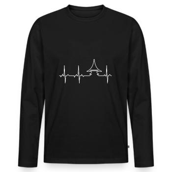 ECG - Whisky “Heart Peat” - Men's Premium Organic Long Sleeve Shirt - black - Front - Nico (187cm)