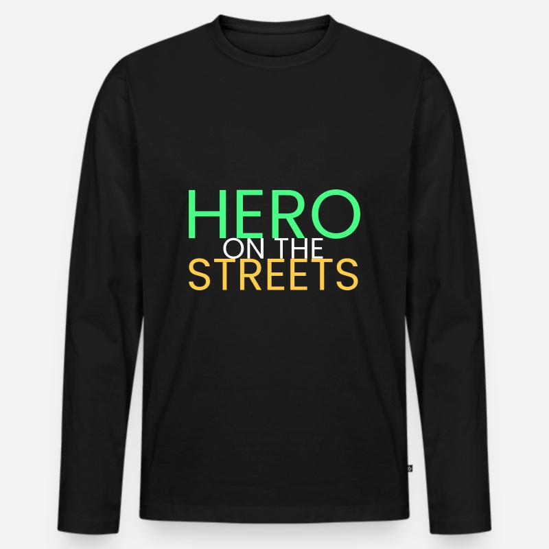 Held auf der Straße - Männer Premium Bio Langarmshirt - Schwarz
