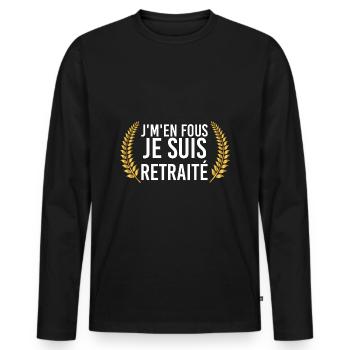 Je M'en Fous Je Suis Retraité Homme Retraite - T-shirt manches longues Premium bio Homme - noir - Devant - Nico (187cm)