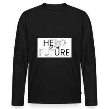 Held der Zukunft - Männer Premium Bio Langarmshirt - Schwarz - Vorne - Nico (187cm)