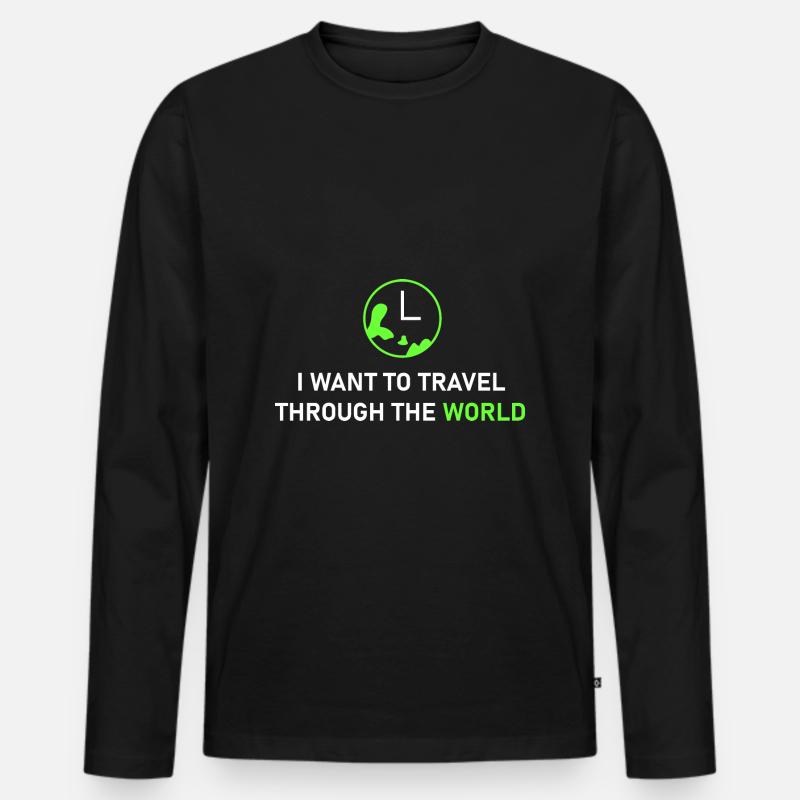 weltweite Reise - Männer Premium Bio Langarmshirt - Schwarz