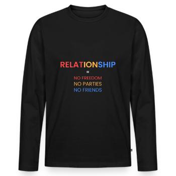 Relation= pas de liberté - T-shirt manches longues Premium bio Homme - noir - Devant - Nico (187cm)