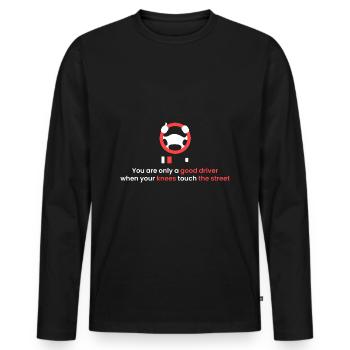 Knie auf der Straße! - Männer Premium Bio Langarmshirt - Schwarz - Vorne - Nico (187cm)