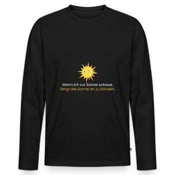 Wenn ich zur Sonne schaue - Männer Premium Bio Langarmshirt - Schwarz - Vorne - Nico (187cm)