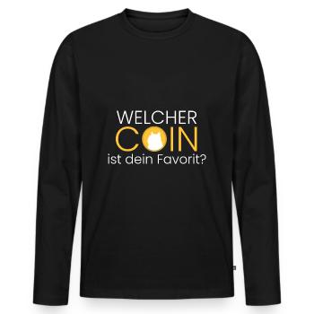 Welcher Coin ist dein Favorit? - Männer Premium Bio Langarmshirt - Schwarz - Vorne - Nico (187cm)