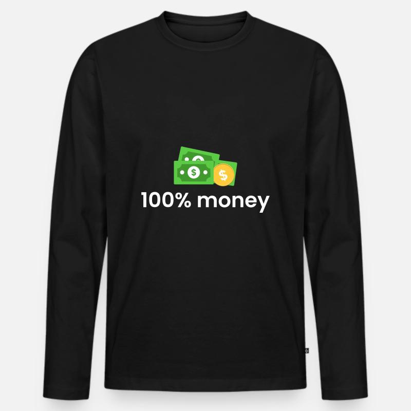 100% Geld - Männer Premium Bio Langarmshirt - Schwarz