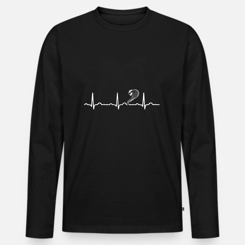 GESCHENK - EKG HERZLINIE COBRA SCHLANGE Whithe - Männer Premium Bio Langarmshirt - Schwarz