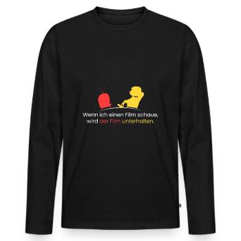 Wenn ich einen Film schaue - Männer Premium Bio Langarmshirt - Schwarz - Vorne - Nico (187cm)