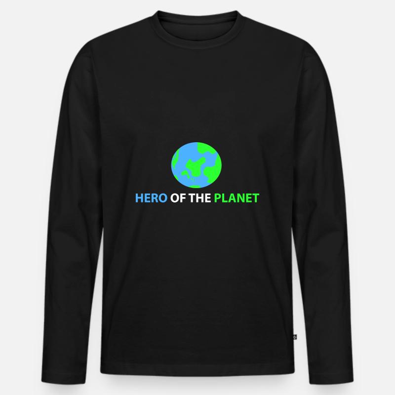 Held des Planeten - Männer Premium Bio Langarmshirt - Schwarz
