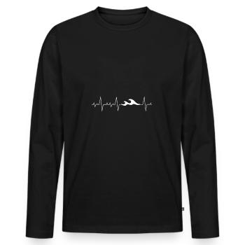 Herzschlag Herzfrequenz Herzlinie Geschenk Welle - Männer Premium Bio Langarmshirt - Schwarz - Vorne - Nico (187cm)
