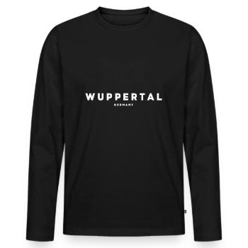 Wuppertal - Männer Premium Bio Langarmshirt - Schwarz - Vorne - Nico (187cm)