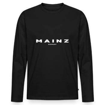 Mainz - Männer Premium Bio Langarmshirt - Schwarz - Vorne - Nico (187cm)