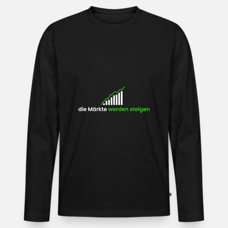 die Märkte werden steigen - Männer Premium Bio Langarmshirt - Schwarz