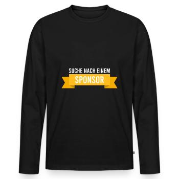 suche nach einem Sponsor - Männer Premium Bio Langarmshirt - Schwarz - Vorne - Nico (187cm)