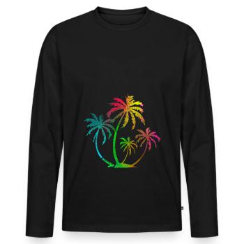 Palm neon - Men's Premium Organic Long Sleeve Shirt - black - Front - Nico (187cm)