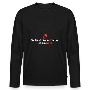Lv 18! Die Fiesta kann starten - Männer Premium Bio Langarmshirt - Schwarz - Vorne - Nico (187cm)
