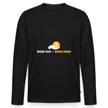 more risk = more return - Men's Premium Organic Long Sleeve Shirt - black - Front - Nico (187cm)