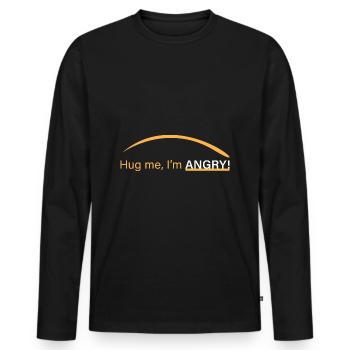 Umarme mich, ich bin wütend! - Männer Premium Bio Langarmshirt - Schwarz - Vorne - Nico (187cm)