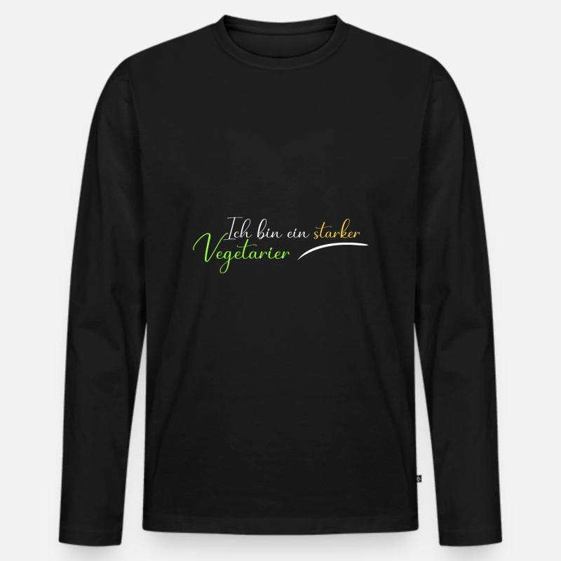 Ich bin ein starker Vegetarier - Männer Premium Bio Langarmshirt - Schwarz