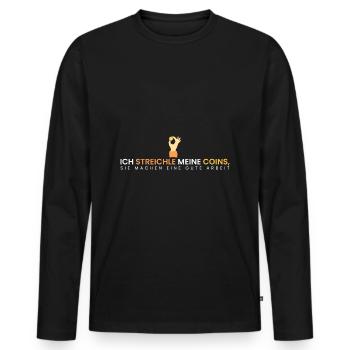 meine Coins=super Arbeit - Männer Premium Bio Langarmshirt - Schwarz - Vorne - Nico (187cm)