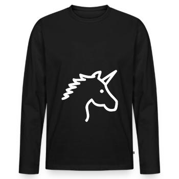 Einhorn - Unicorn - Männer Premium Bio Langarmshirt - Schwarz - Vorne - Nico (187cm)