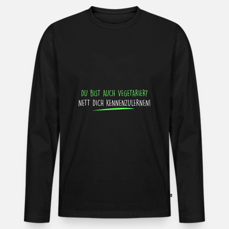 Du bist auch Vegetarier? - Männer Premium Bio Langarmshirt - Schwarz