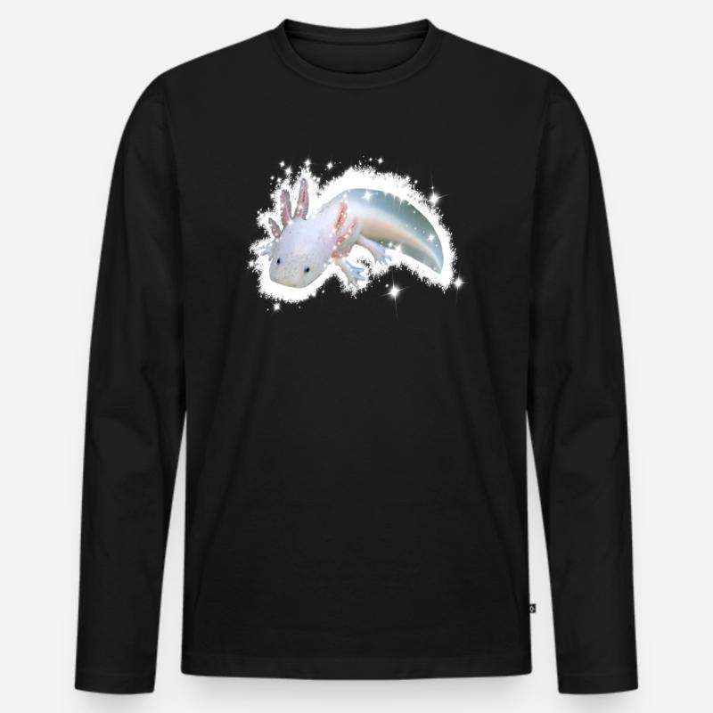 weißes Axolotl - Männer Premium Bio Langarmshirt - Schwarz