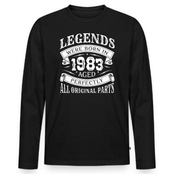 Anniversaire 1983 Millésime - Légende tout original - T-shirt manches longues Premium bio Homme - noir - Devant - Nico (187cm)