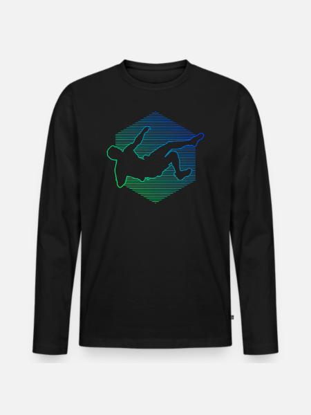 Kletterer Boulder Bouldern Climber Damen - Männer Premium Bio Langarmshirt - Schwarz