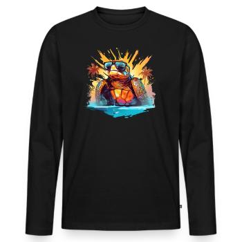 Turtle Sunglasses Summer Beach Animal Tank - Men's Premium Organic Long Sleeve Shirt - black - Front - Nico (187cm)