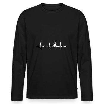 ECG HEALTH MOND MOON - Cryptography - Men's Premium Organic Long Sleeve Shirt - black - Front - Nico (187cm)