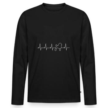 coeur course cadeau d'amour chien caniche - T-shirt manches longues Premium bio Homme - noir - Devant - Nico (187cm)
