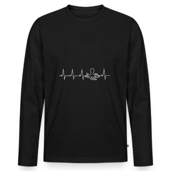 Oktopus Tintenfisch Herzschlag Geschenk - Männer Premium Bio Langarmshirt - Schwarz - Vorne - Nico (187cm)