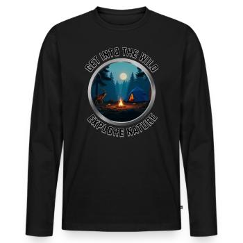 Explore Nature - Men's Premium Organic Long Sleeve Shirt - black - Front - Nico (187cm)
