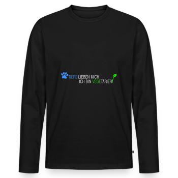 Tiere lieben mich-bin Vegetarier - Männer Premium Bio Langarmshirt - Schwarz - Vorne - Nico (187cm)