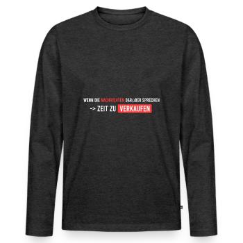 wenn die Nachrichten starten - Männer Premium Bio Langarmshirt - Anthrazit meliert - Vorne - Nico (187cm)