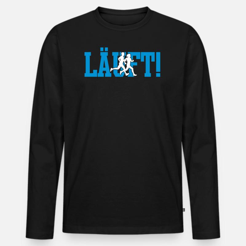 LÄUFT! - Männer Premium Bio Langarmshirt - Schwarz